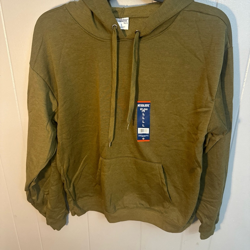 Men's Olive green Crewneck Hoodie - pullover sweatshirt